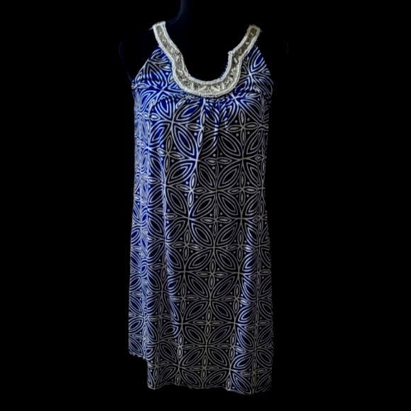 Summer woman Dress Apt.9 blue & white short/knee length NWT - Picture 1 of 8